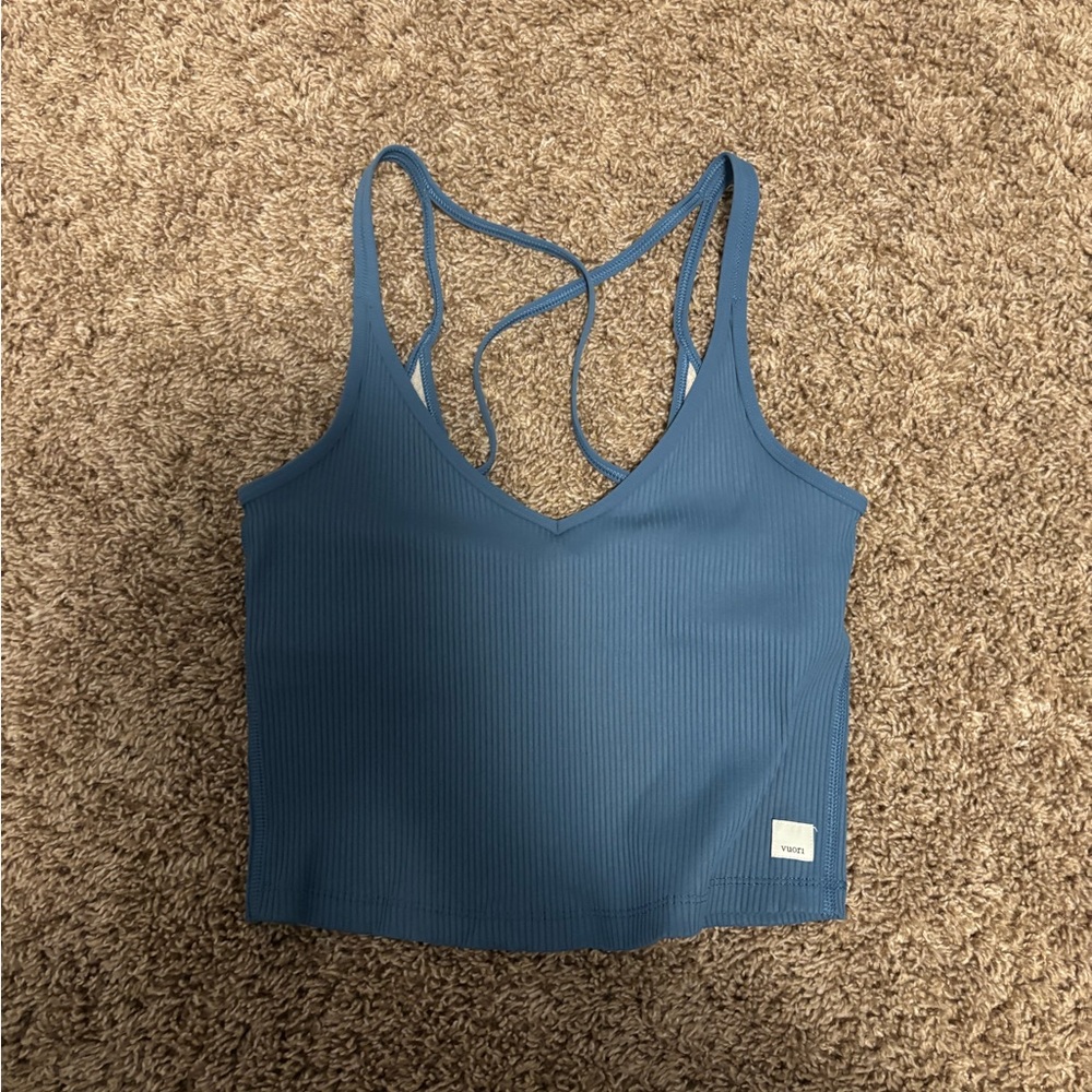 Vuori Blue Ribbed Tank Top